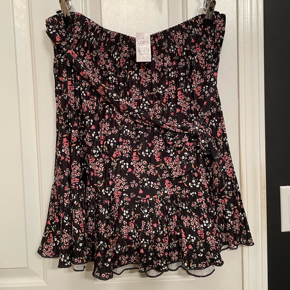 LOFT Pleated Floral Skirt
